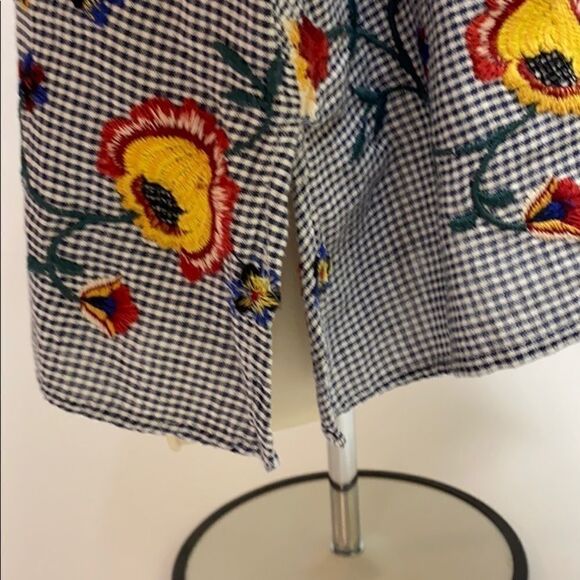 Zara EMBROIDERED GINGHAM  COTTON BLOUSE C15 - Picture 9 of 10